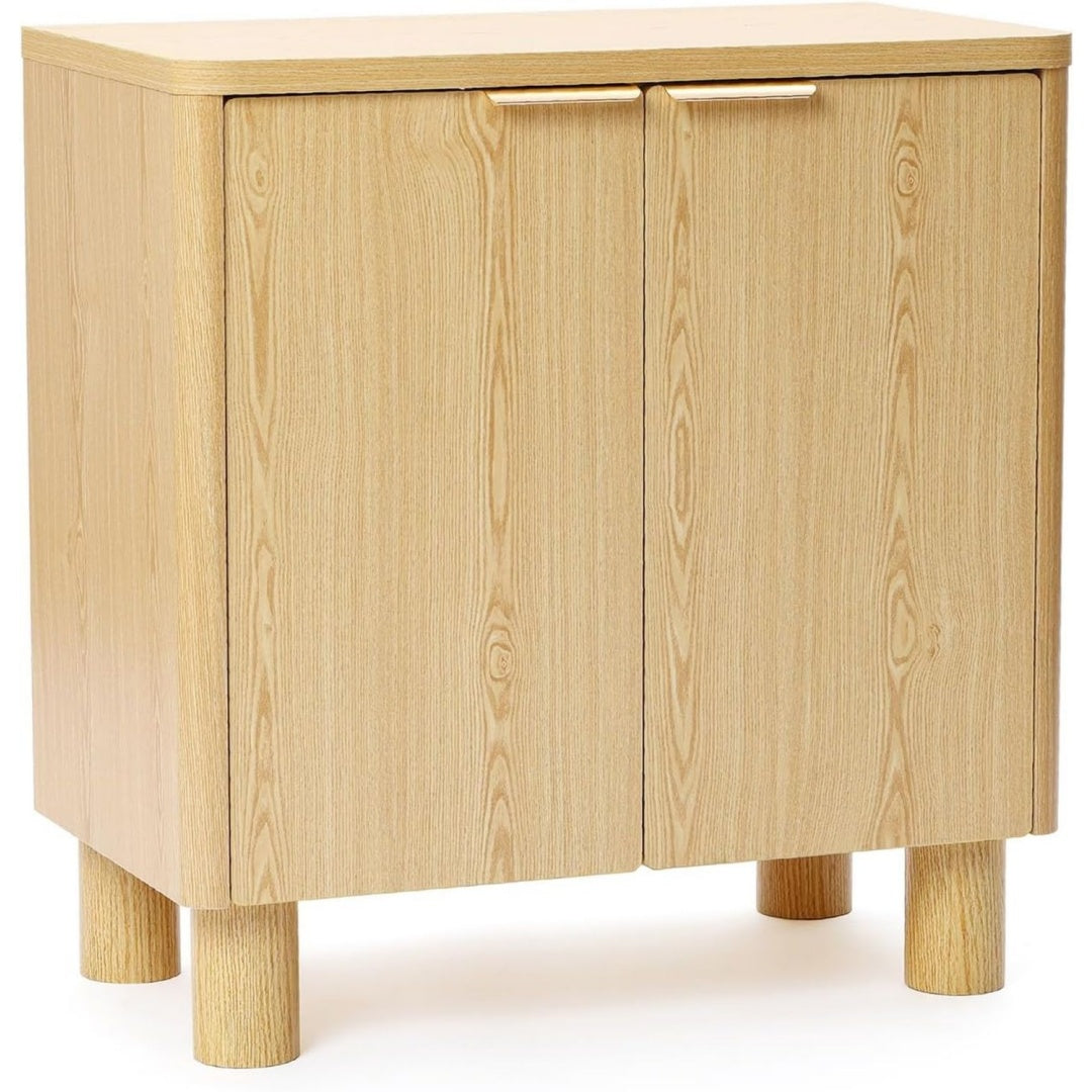 hometopia modernes sideboard wohnzimmer kommode mit 2 tueren in naturholzoptik stauraumschrank mit runden fuessen fuer kueche esszimmer flur oder schlafzimmer 72 75 40 cm