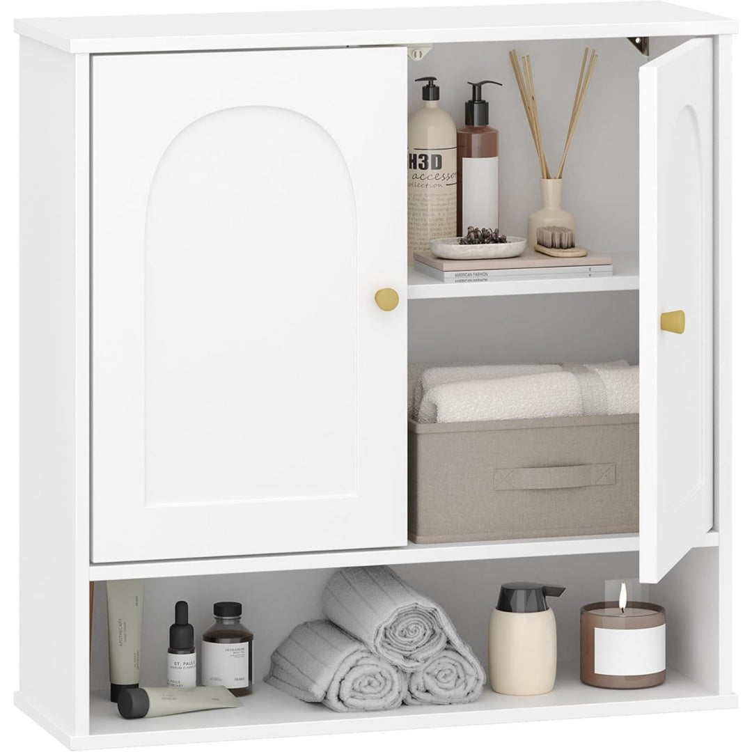 hzuaneri hangeschrank badezimmerschranke mit 2 tueren weiss wandschrank fuer toilette und ueber waschbecken offener raum und verstellbare regale medizinschrank mit holzmaserung bc40113x