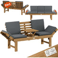 casaria gartenbank 3-sitzer mit liegefunktion klappbar 200x50cm inkl polsterauflage wetterfest mit zuklappbarem auflagetisch bis 320kg balkon garten akazienholz grau