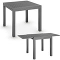juskys gartentisch laki 80x80 cm ausziehbar - aluminium esstisch zum ausziehen - grosse tischplatte - alu tisch balkonmoebel gartenmoebel anthrazit