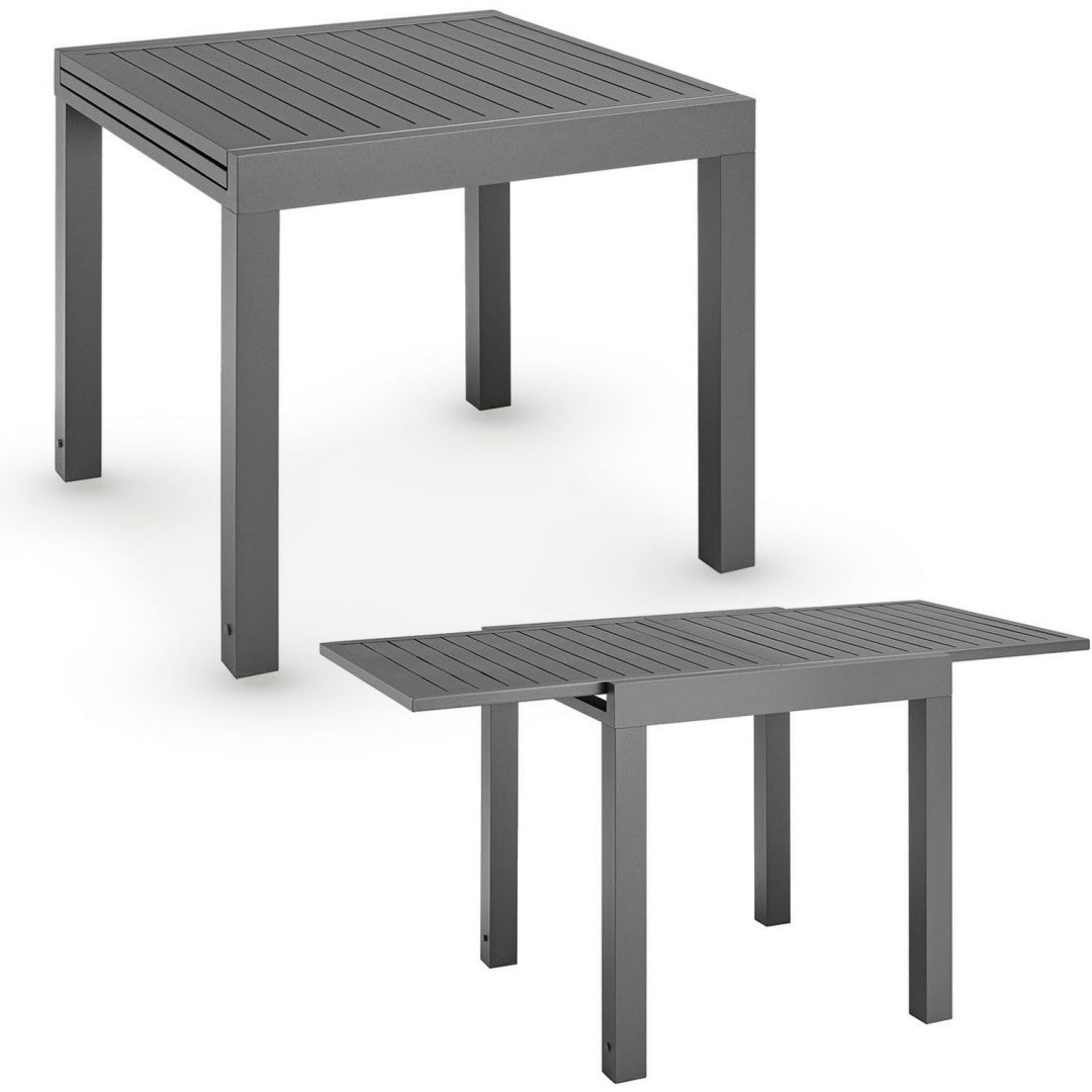 juskys gartentisch laki 80x80 cm ausziehbar - aluminium esstisch zum ausziehen - grosse tischplatte - alu tisch balkonmoebel gartenmoebel anthrazit
