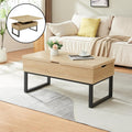 encasa couchtisch rauli wohnzimmertisch hoehenverstellbar 100 x 50 x 47 cm sofatisch metallgestell mit 2 hebeplatten und 3 innenfaechern kaffeetisch rechteckig eicheoptik