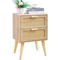 yaukomel rattan nachttisch holz beistelltischboho nachttisch beine aus massivholz2 hand made rattan dekoriert schubladenbeistelltisch mit lagerung fuer wohnzimmer schlafzimmer