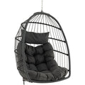 haengesessel faltbarer haengekorb sessel aus pe-rattan mit weichem kissen haengeschaukel haengesitz mit haengezubehoer haengestuhl fuer indoor und outdoor grau