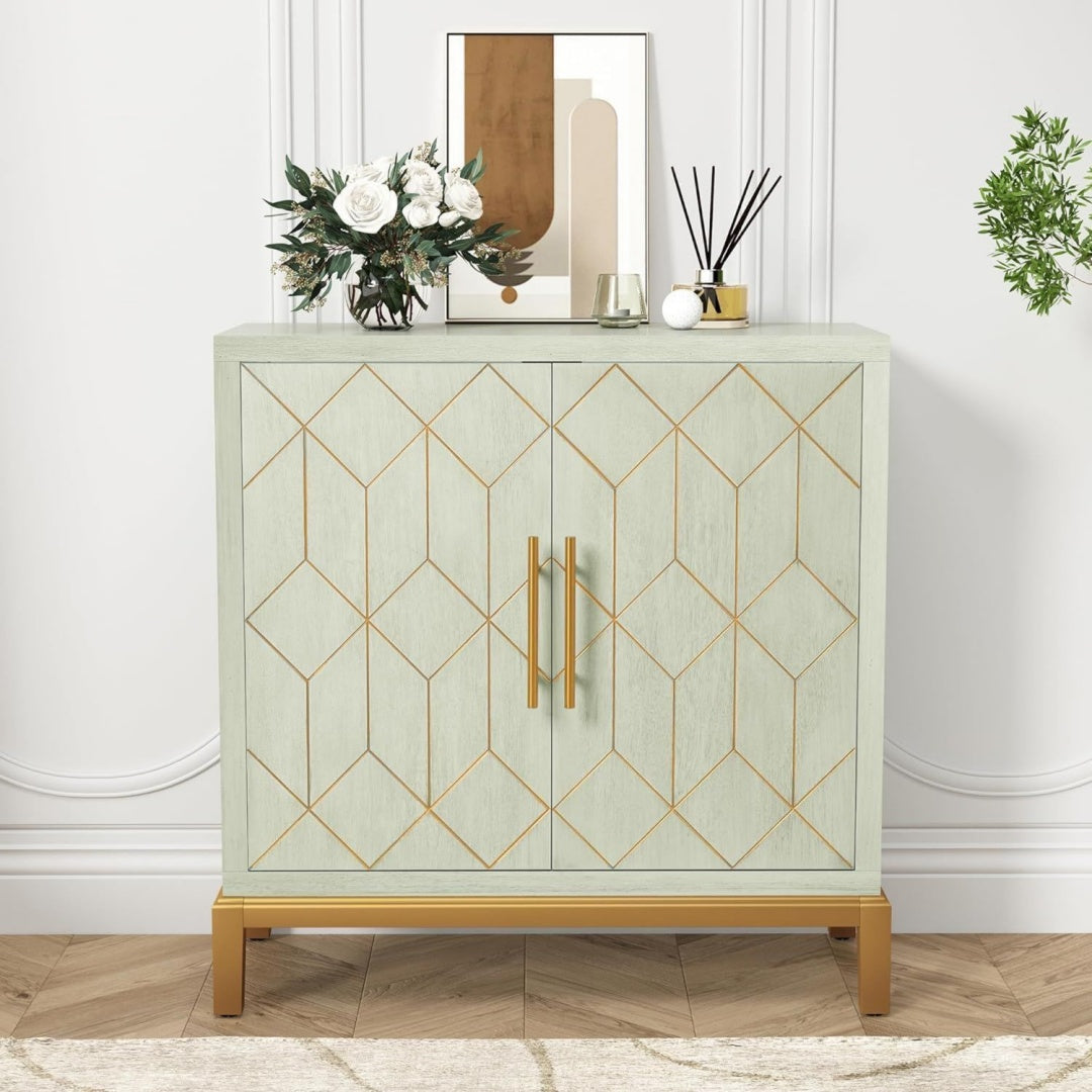 holtico kuechenschrank garderobenschrank badezimmerschrank wohnzimmerschrank gruen mit verstellbarem regalschrank freistehend fuer kuechebadzimmerwohnzimmergaragegoldene linien und beine
