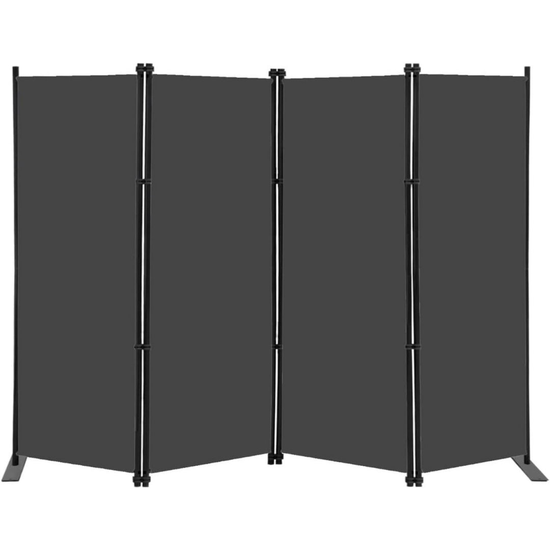 klappbar 4-teiliger raumteiler 203x183cm sichtschutz paravent grau innen paravent trennwand freistehend mit stabilen eisenfuessen fuer wohnzimmer schlafzimmer buero studio